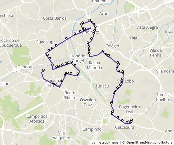 Mapa do itinerário da linha