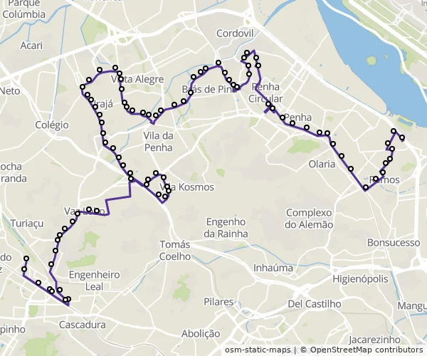 Mapa do itinerário da linha