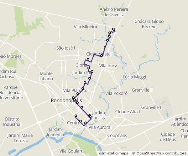 Mapa do itinerário da linha