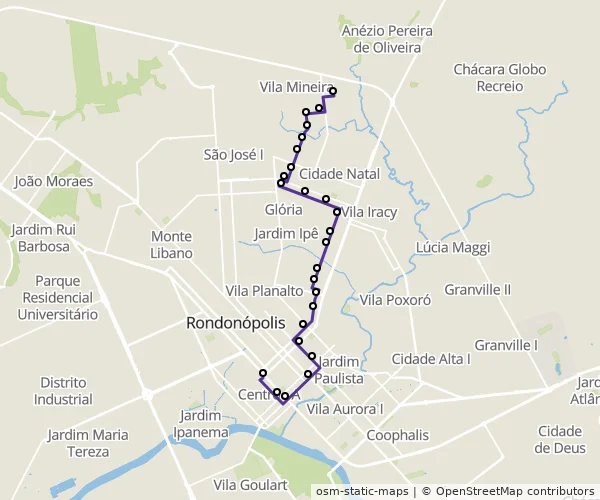 Mapa do itinerário da linha