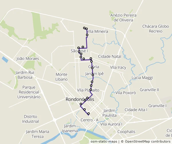Mapa do itinerário da linha