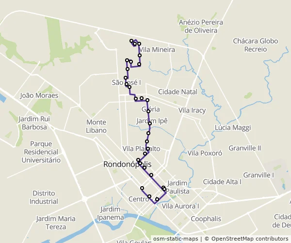 Mapa do itinerário da linha