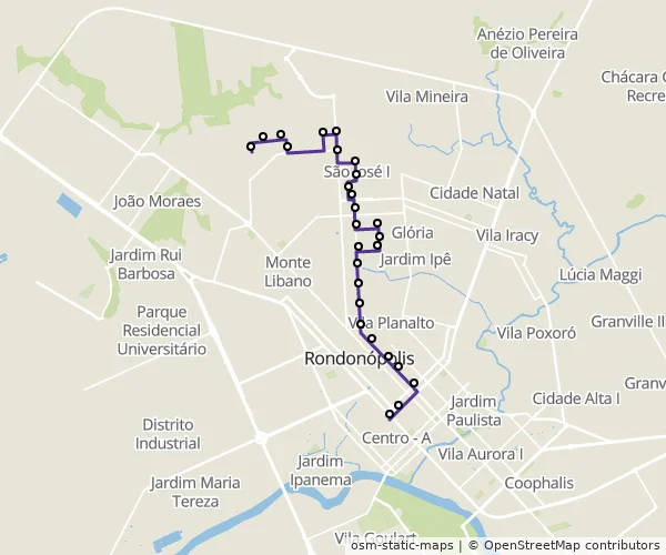 Mapa do itinerário da linha