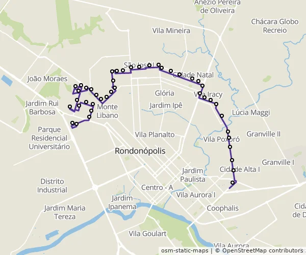 Mapa do itinerário da linha