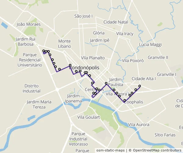 Mapa do itinerário da linha