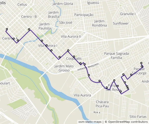 Mapa do itinerário da linha