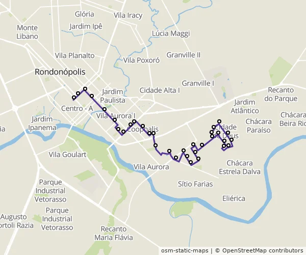 Mapa do itinerário da linha