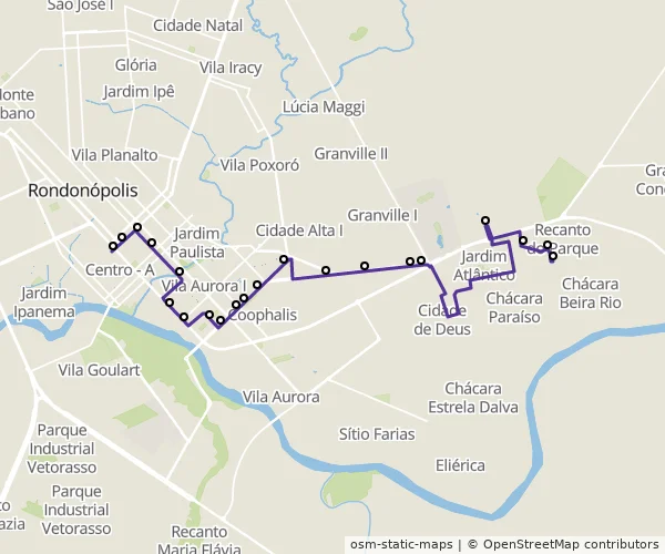 Mapa do itinerário da linha