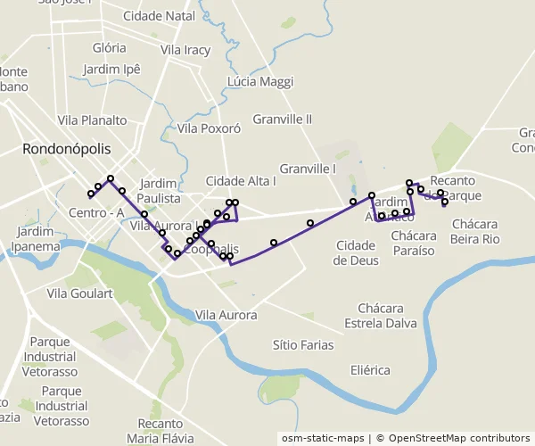 Mapa do itinerário da linha