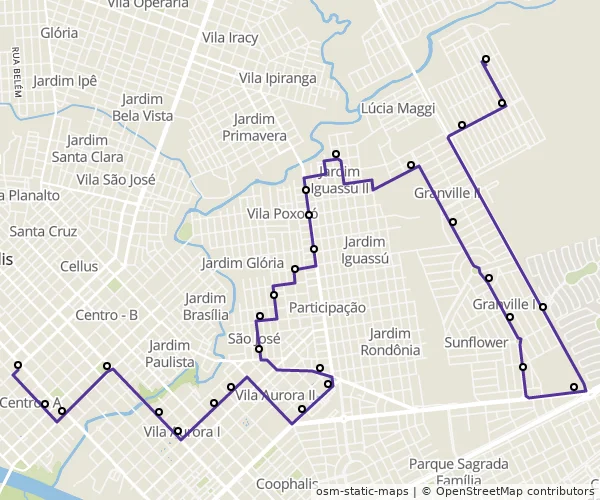Mapa do itinerário da linha