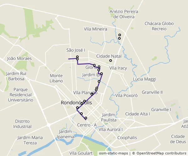 Mapa do itinerário da linha