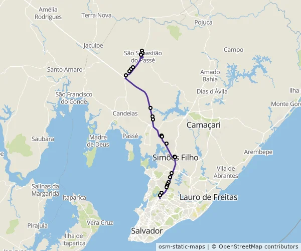 Mapa do itinerário da linha