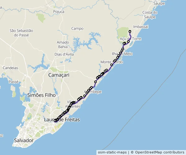 Mapa do itinerário da linha