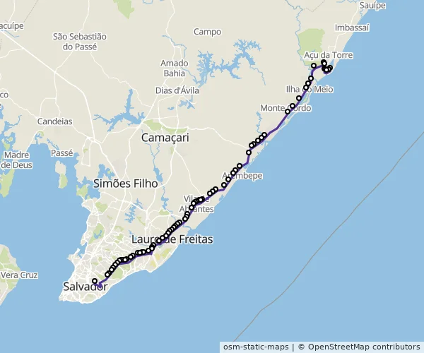 Mapa do itinerário da linha