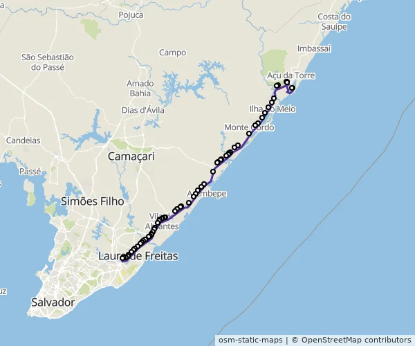 Mapa do itinerário da linha