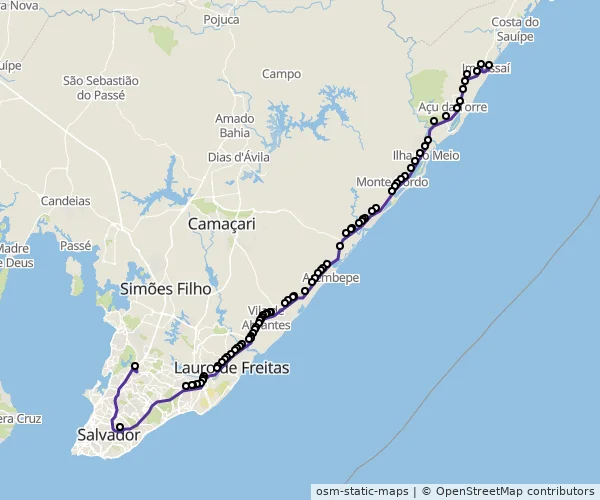 Mapa do itinerário da linha
