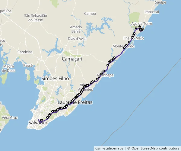 Mapa do itinerário da linha