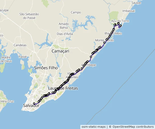 Mapa do itinerário da linha