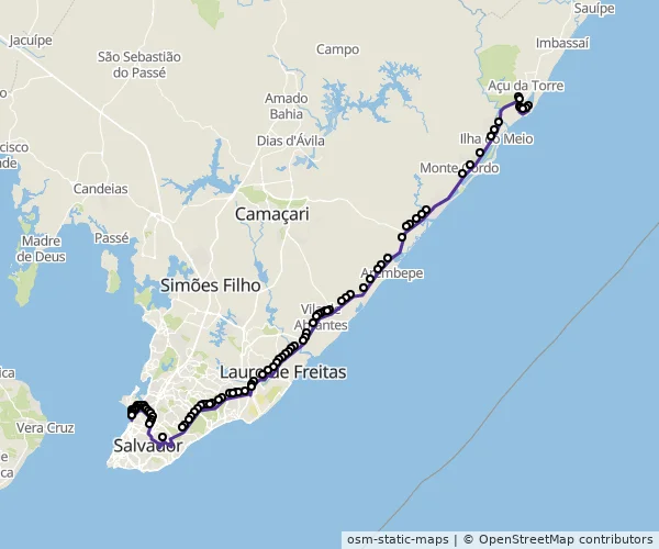 Mapa do itinerário da linha