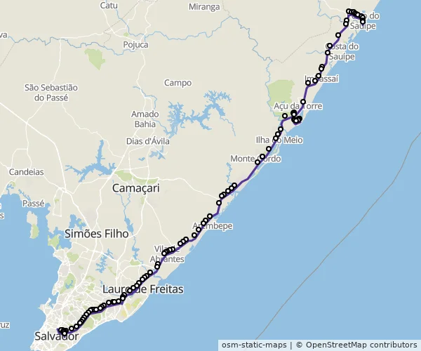 Mapa do itinerário da linha