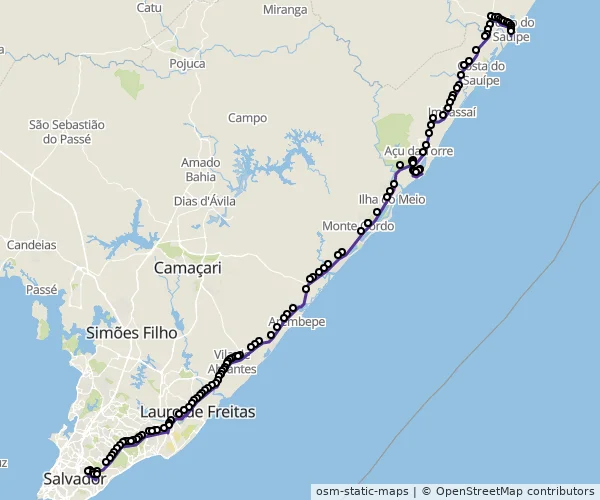 Mapa do itinerário da linha