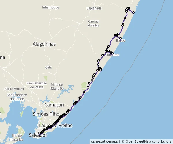 Mapa do itinerário da linha
