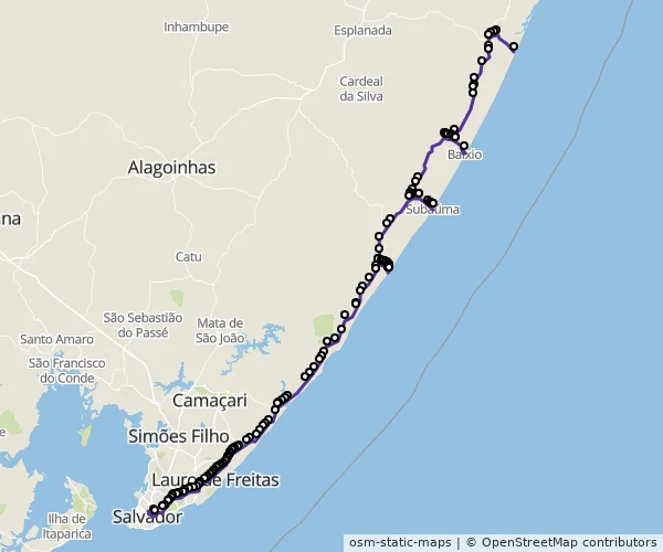 Mapa do itinerário da linha