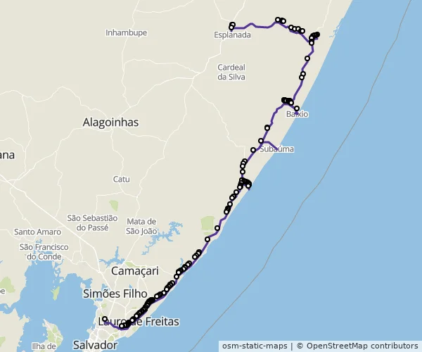 Mapa do itinerário da linha