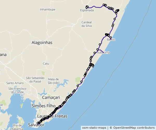 Mapa do itinerário da linha