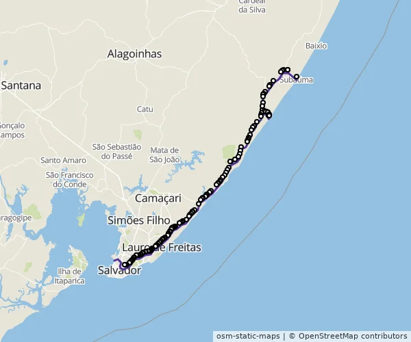 Mapa do itinerário da linha