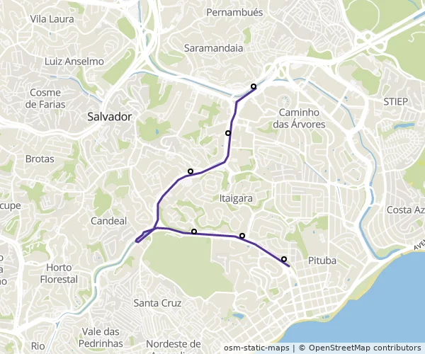 Mapa do itinerário da linha