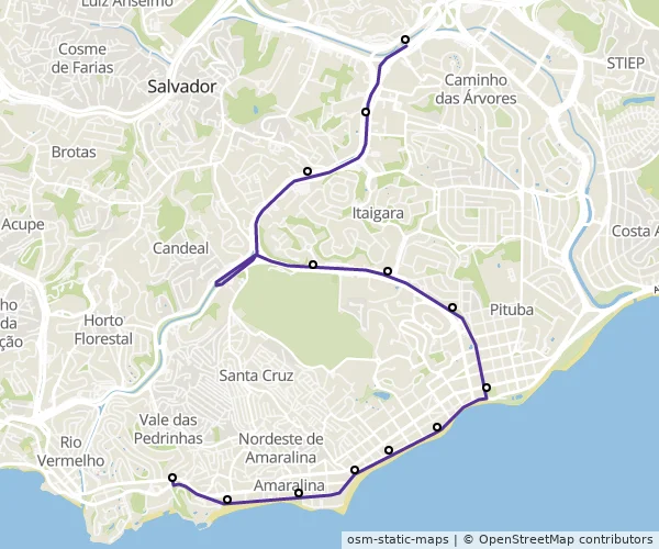 Mapa do itinerário da linha