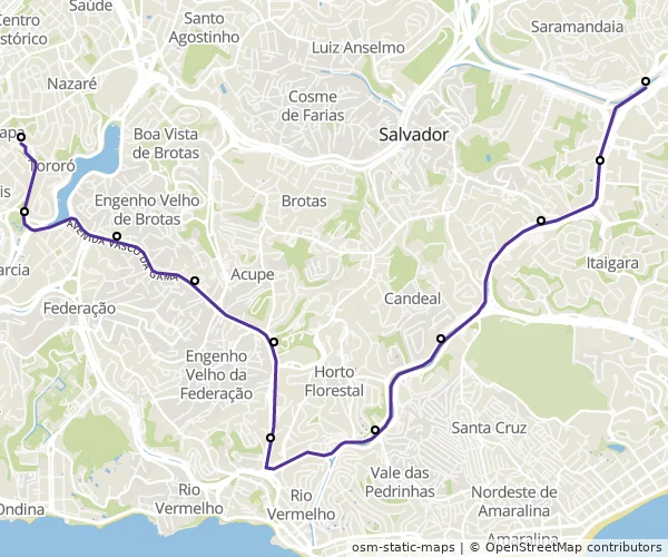 Mapa do itinerário da linha