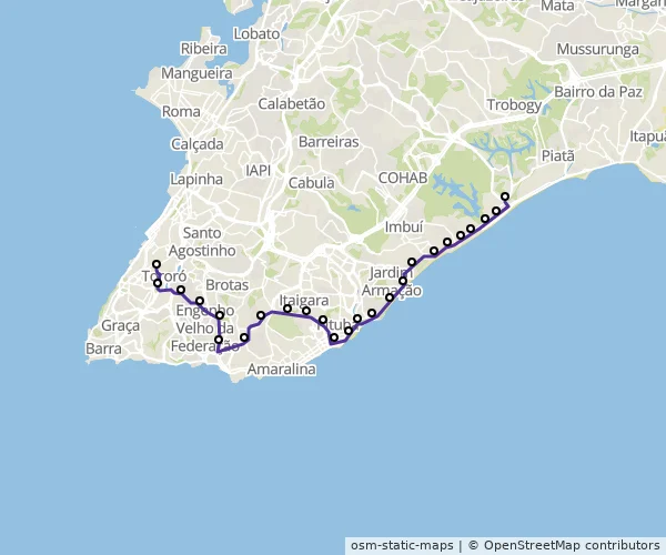 Mapa do itinerário da linha