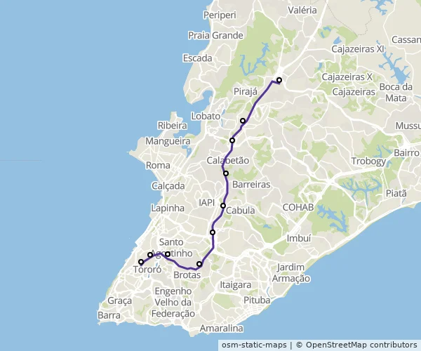 Mapa do itinerário da linha