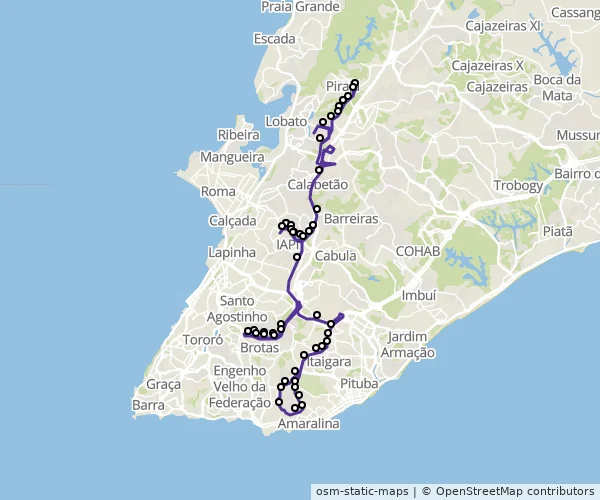 Mapa do itinerário da linha