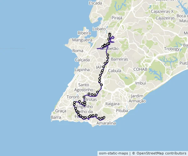 Mapa do itinerário da linha