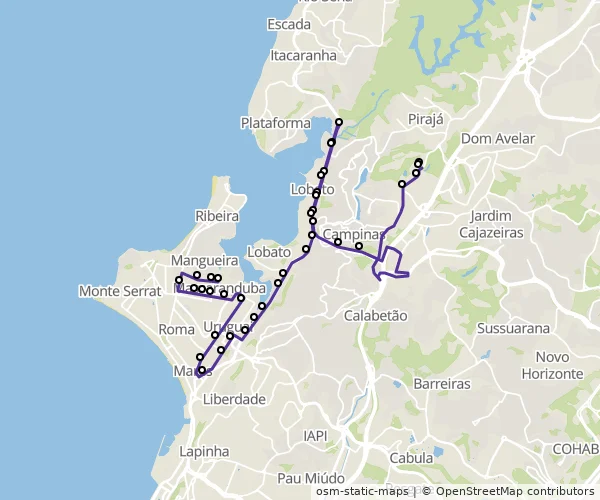 Mapa do itinerário da linha