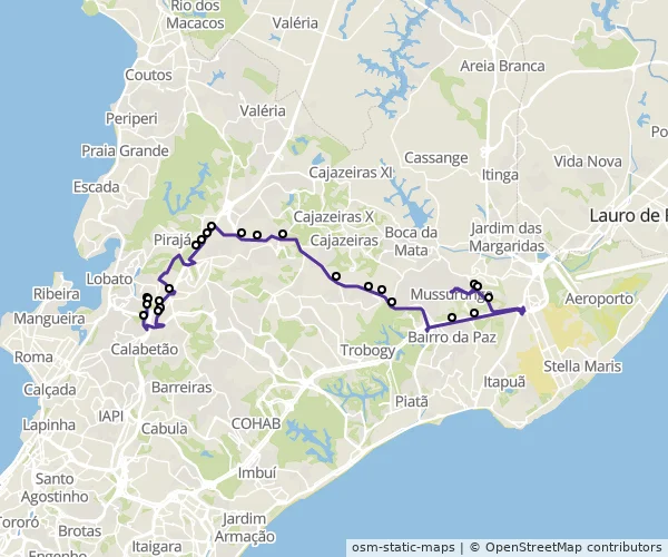 Mapa do itinerário da linha