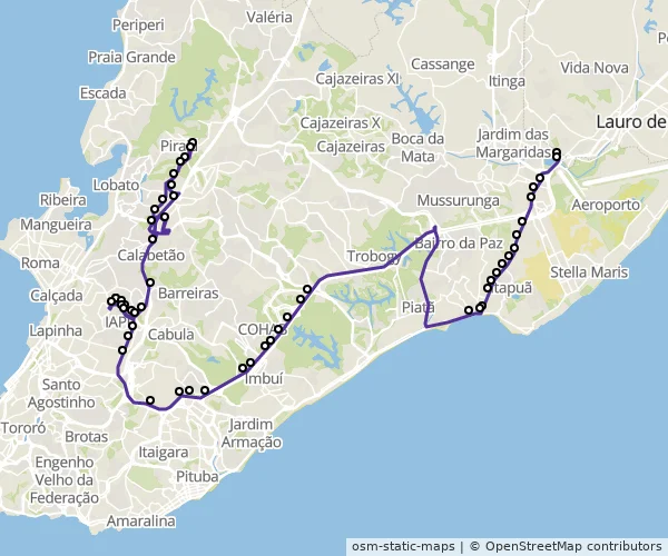 Mapa do itinerário da linha