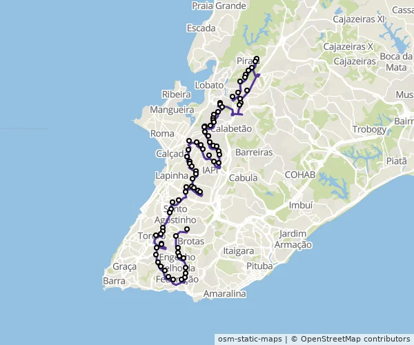 Mapa do itinerário da linha