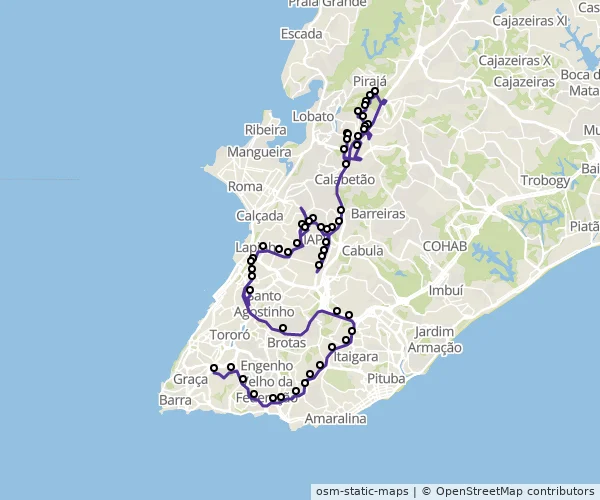 Mapa do itinerário da linha
