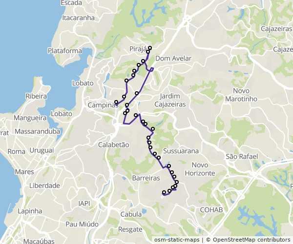 Mapa do itinerário da linha