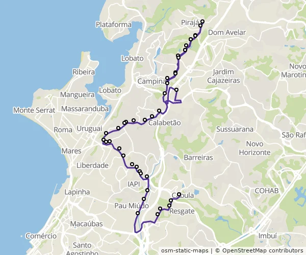 Mapa do itinerário da linha