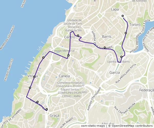 Mapa do itinerário da linha