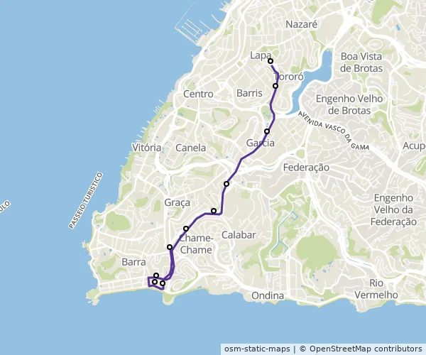 Mapa do itinerário da linha