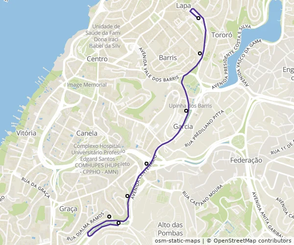Mapa do itinerário da linha