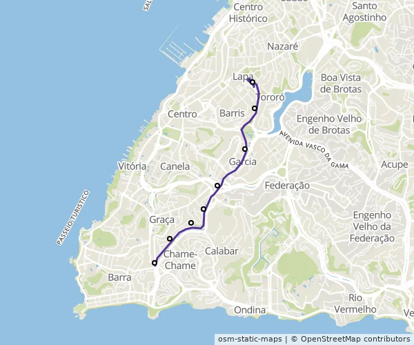 Mapa do itinerário da linha