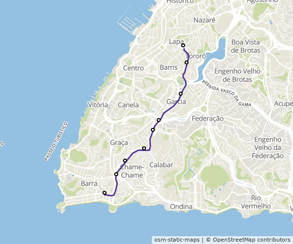 Mapa do itinerário da linha