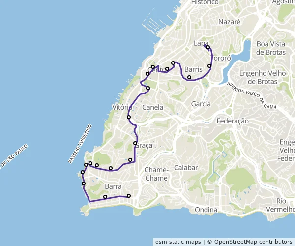 Mapa do itinerário da linha